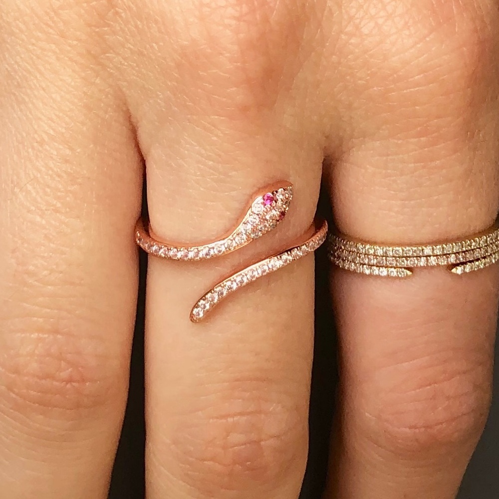 Rose Gold Snake Ring- Dainty Minimalist Stacking